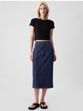 Gap Denim Maxi Skirt with Button Detail